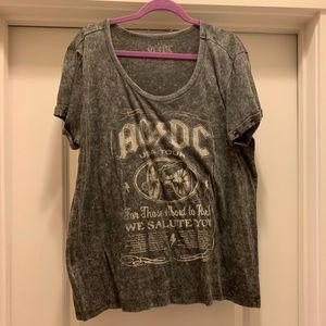 Torrid studded sleeve AC/DC Top